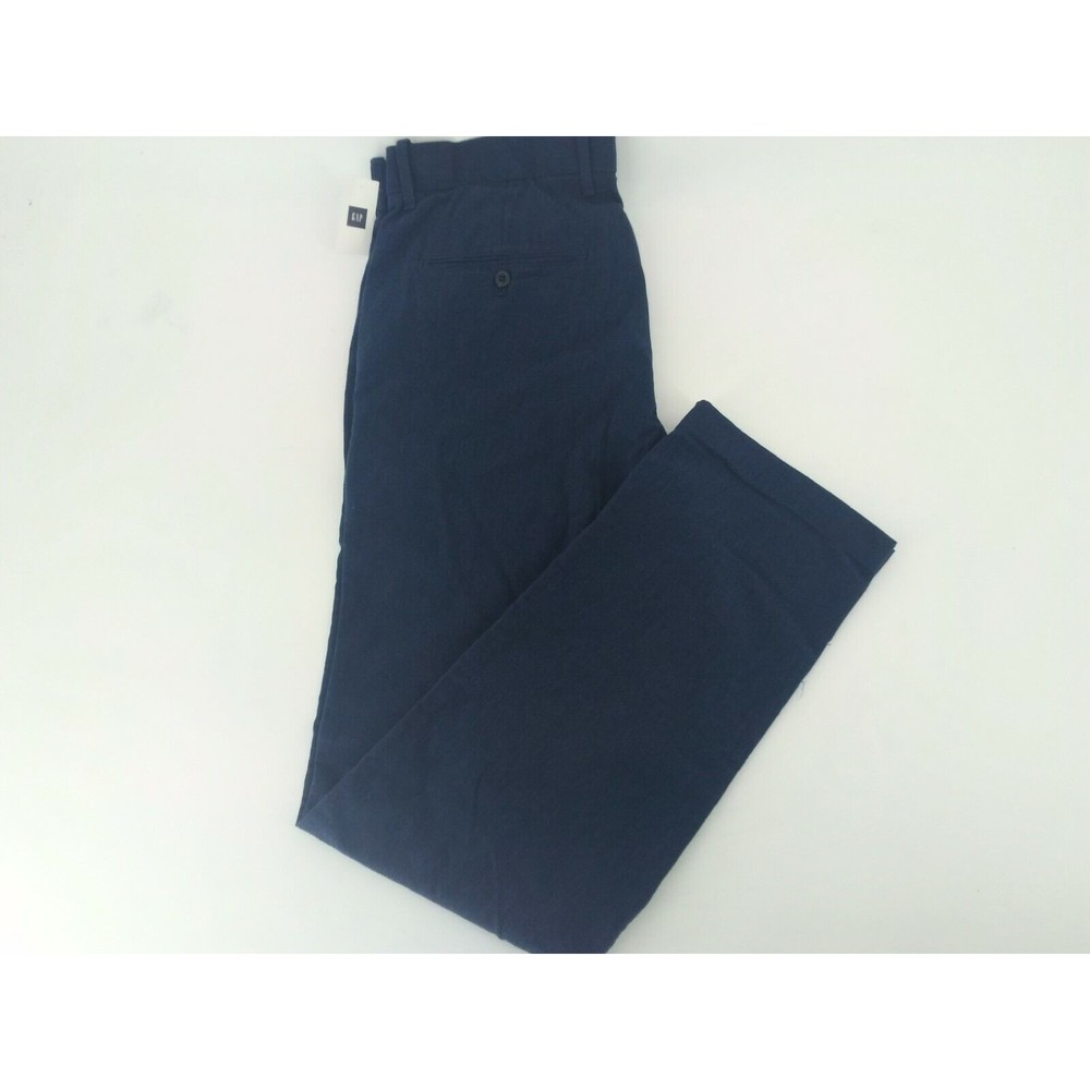 GAP CHINO KHAKI PANTS MENS STRAIGHT BLUE HERRINGBONE ZIP FLY NWT